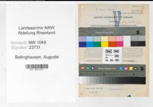 Entnazifizierung Auguste Bellinghausen , geb. 14.08.1908 (Krankenschwester)