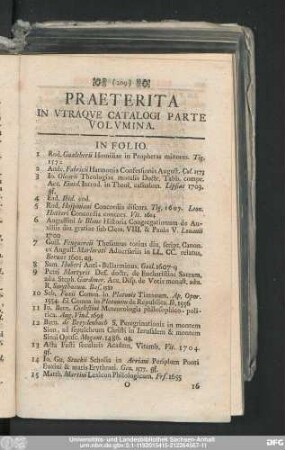 Praetertita In Utraque Catalogi Parte Volumina.