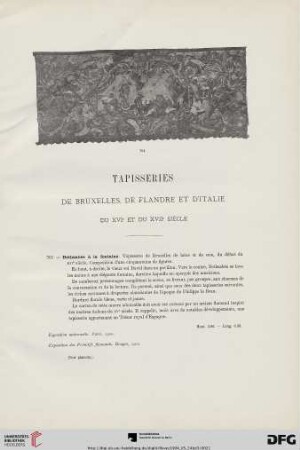 Tapisseries de Bruxelles, de Flandre et dÍtalie du XVI et du XVII siècle (Nr. 701-720)