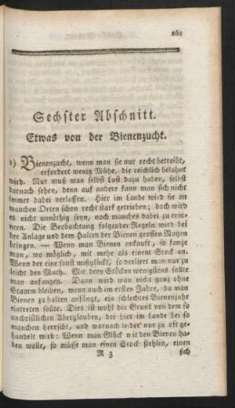 Sechster Abschnitt. Etwas von der Bienenzucht.