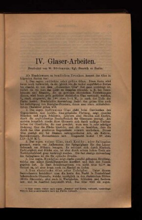 IV. Glaser-Arbeiten.