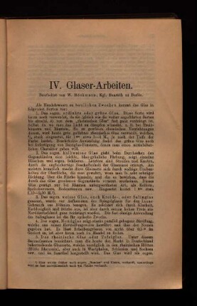IV. Glaser-Arbeiten.