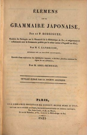 Elémens de la grammaire Japonaise