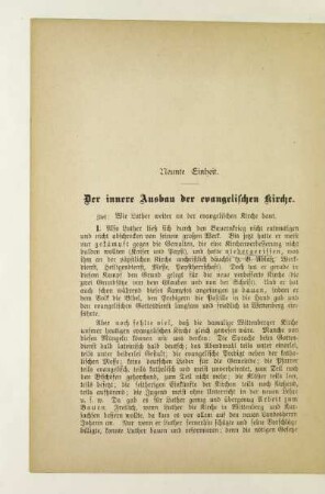 Neunte Einheit. Der innere Ausbau der evangelischen Kirche