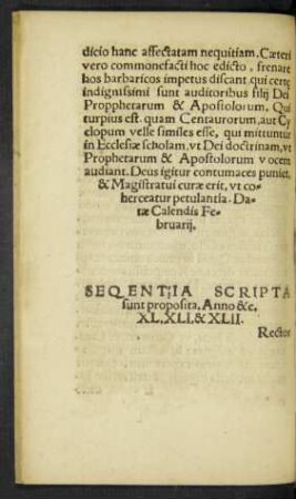 Sequentia Scripta sunt proposita. Anno &c. XL. XLI. & XLII.