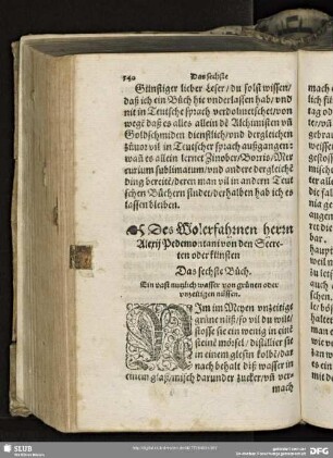 Des Wolerfahrnen herrn Alexij Pedemontani von den Secreten oder künsten. Das sechste Buch.