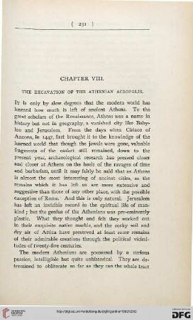 Chapter VIII: The excavation of the Athenian Acropolis