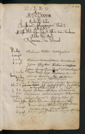 Sommerhalbjahr 1738. Rektorat Christian Hagmajer/Hagmaier