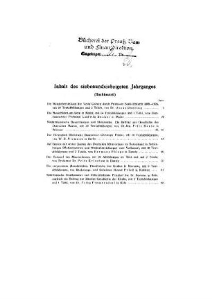 Inhalt des siebenundsiebzigsten Jahrganges