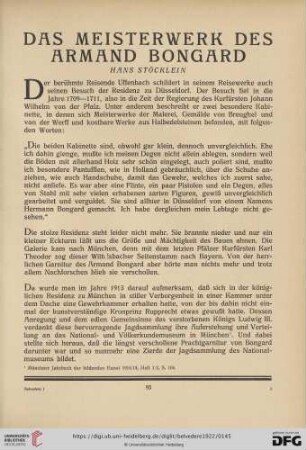 Das Meisterwerk des Armand Bongard