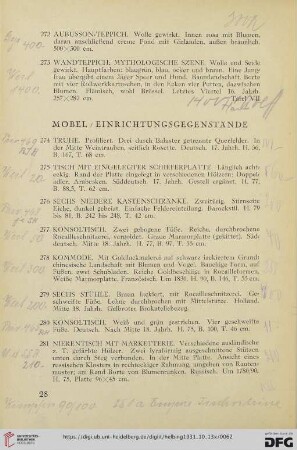 Möbel/Einrichtungsgegenstände (Nr. 274-313)