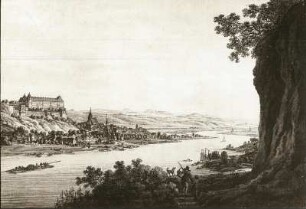 Pirna, Blick auf die Stadt und Schloss Sonnenstein