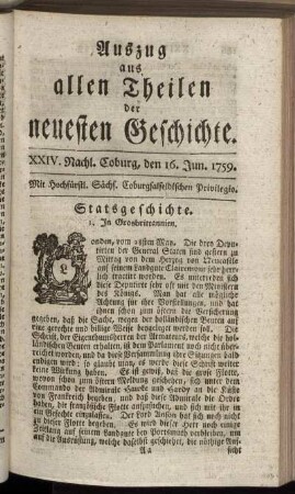 XXIV. Nachl. Coburg, den 16. Jun. 1759.