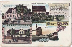 Großgörschen-Kaja. Bockmühle u.a. Ortsansichten, kolorierte Ansichtskarte