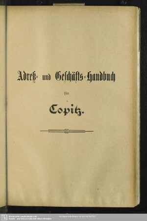 Adreß- und Geschäfts-Handbuch für Copitz
