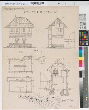 Stellwerk "Nwt" für Bahnhof Essen-Nord: Grundrisse, Ansichten, Schnitt, Lageplan, M. 1:50 Hgs, Sknr.: 1, Fanr.: 12, Bunr.: 1