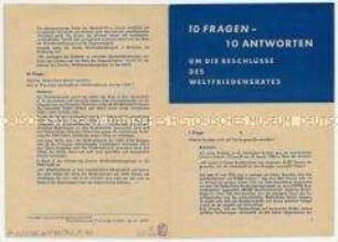 Informationsmaterial des Deutschen Friedenskomitees über die Beschlüsse des Weltfriedensrates