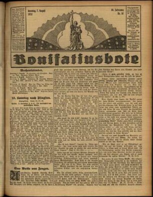 Erste Ausgabe vom Sonntag, den 07. August 1932.