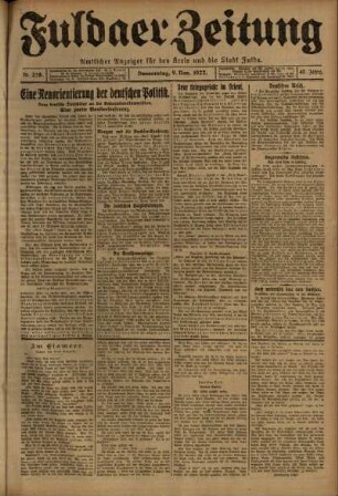 Ausgabe vom Donnerstag, den 09. November 1922.