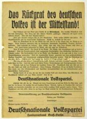 Aufruf zum Eintritt in die Deutschnationale Volkspartei