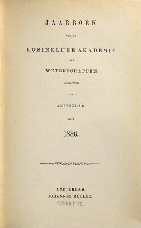 Jaarboek van de Koninklijke Akademie van Wetenschappen. 1886