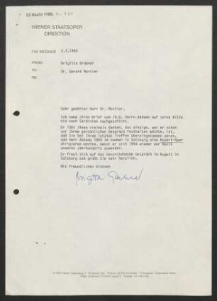 Brief an Gerard Mortier, 02.07.1990