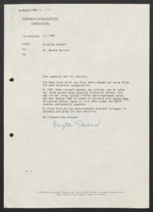 Brief an Gerard Mortier, 02.07.1990