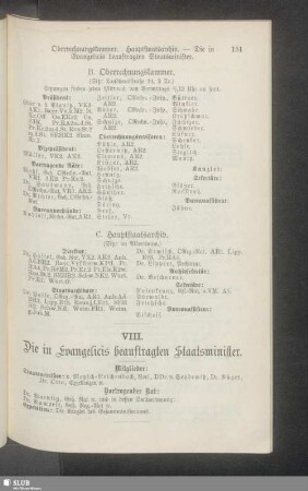 VIII. Die in Evangelicis beauftragten Staatsminister