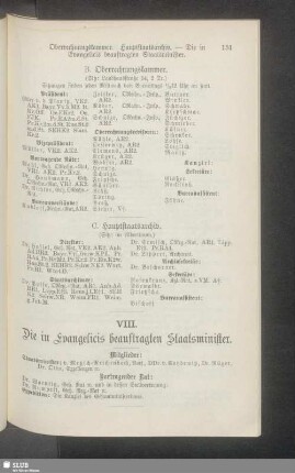 VIII. Die in Evangelicis beauftragten Staatsminister
