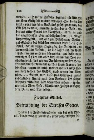 Zweytes Mittel. Betrachtung der Strafen Gottes.