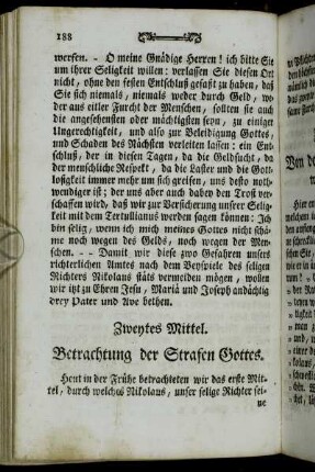 Zweytes Mittel. Betrachtung der Strafen Gottes.