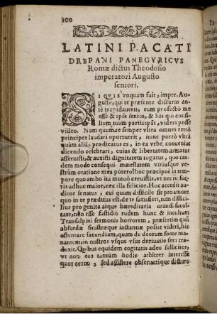 Latini Pacati Drepani Panegyricus Romae dictus Theodosio imperatori Augusto seniori