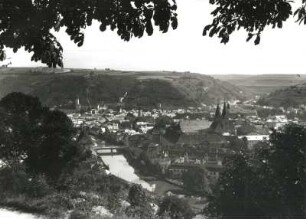 Eichstätt, Stadtansicht : Eichstätt. Blick über die Altmühl auf die Stadt von Südwesten