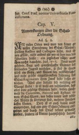 Cap. V. Anmerckungen über die Schul-Ordnung