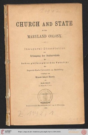 Church and state in the Maryland colony