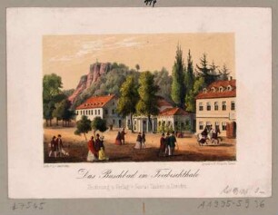 Die Kaltwasser-Heilanstalt Buschbad (Meißen-Buschbad) unterhalb des Götterfelsens im Triebischtal südwestlich von Meißen