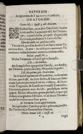 Veterum Scriptorum de Terentio judicia Oratorum