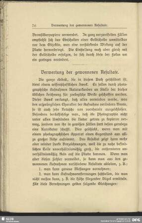 Verwertung der gewonnenen Resultate
