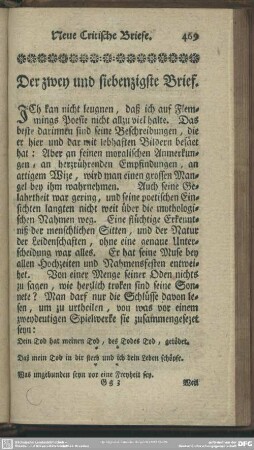Der zwey und siebenzigste Brief