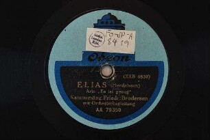 Elias : Arie "Es ist genug" / (Mendelssohn)