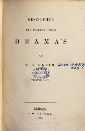 Geschichte des italienischen Drama's, 4