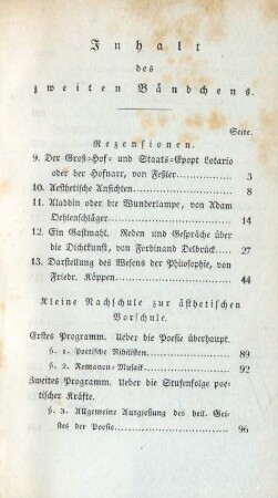 Inhalt des zweiten Bändchens