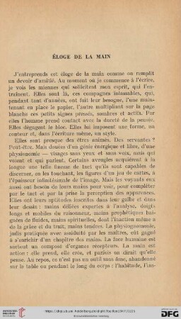 Éloge de la main