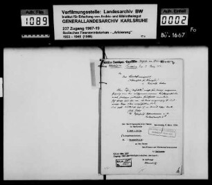 Schleihauf, W. Postamtmann a. D. in Freiburg Erwerb von Schmuck- und Kunstgegenständen aus jüdischen Besitz