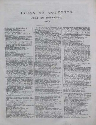 Index of Contents,July to December,1860.
