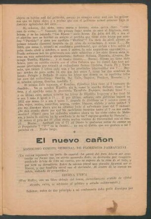 El nuevo cañón : Monólogo cómico, original de Florencio Parravicini