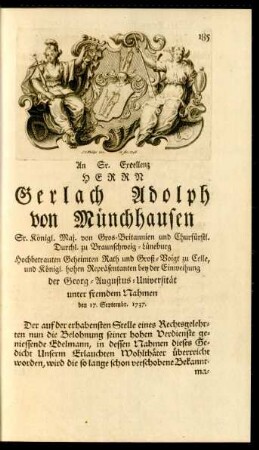 [XXI.] An Sr. Excellenz HERRN Gerlach Adolph von Münchhausen ... den 17. Septembr. 1737.