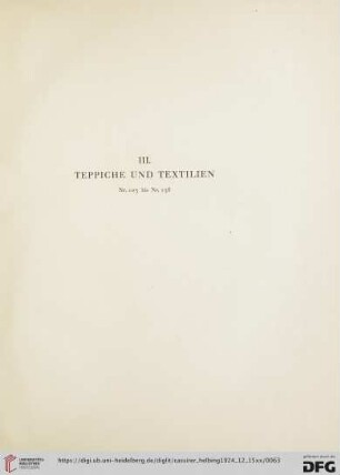 III. Teppiche und Textilien (Nr. 103-136)