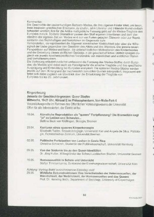 [Ringvorlesung: Jenseits der Geschlechtergrenzen: Queer Studies]