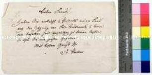 Brief des Zeichenprofessors Friedrich Preller an den Porträtmaler Wilhelm Kemlein betreffend zwei Portraits seiner Frau